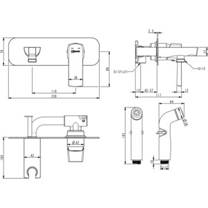 Гигиенический душ Lemark Ursus с гигиенической лейкой, черный (LM7220BL)