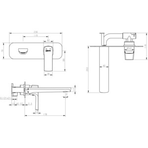 Смеситель для раковины Lemark Ursus встраиваемый, черный (LM7226BL)