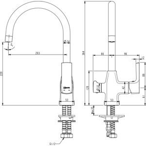 Смеситель для кухни Lemark Ursus с подключением к фильтру, черный (LM7261BL)