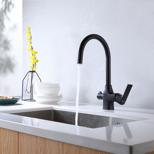 Смеситель для кухни Lemark Ursus с подключением к фильтру, черный (LM7261BL)