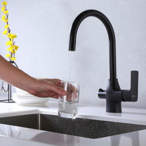 Смеситель для кухни Lemark Ursus с подключением к фильтру, черный (LM7261BL)