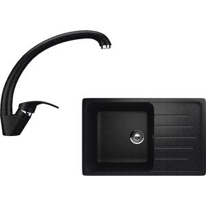 Кухонная мойка и смеситель Ulgran U-400 черный (U-400-308, U-007-308)