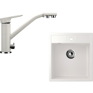 Кухонная мойка и смеситель Ulgran U-406 белый (U-406-331, U-010-331)