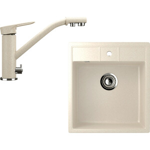 Кухонная мойка и смеситель Ulgran U-406 бежевый (U-406-328, U-010-328)