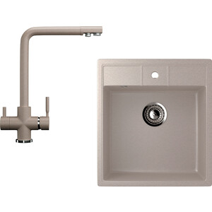 Кухонная мойка и смеситель Ulgran U-406 песочный (U-406-302, U-016-30)