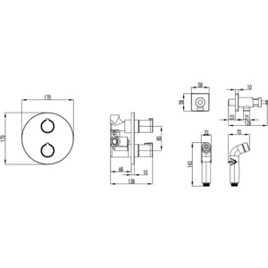 Гигиенический душ Lemark Yeti Round встраиваемый, с гигиенической лейкой (LM7819C)