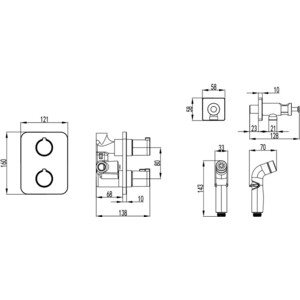Гигиенический душ Lemark Yeti Square встраиваемый, с гигиенической лейкой (LM7820C)