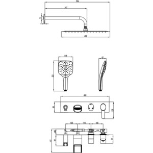 Душевая система Lemark Atlantiss каскадный излив, лейка 3 режима, хром (LM3225C)
