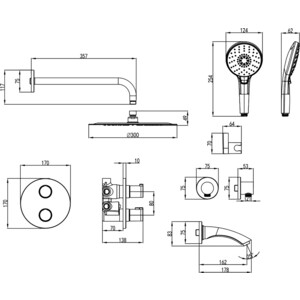 Душевая система Lemark Yeti с изливом, лейка 3 режима, хром (LM7822C)