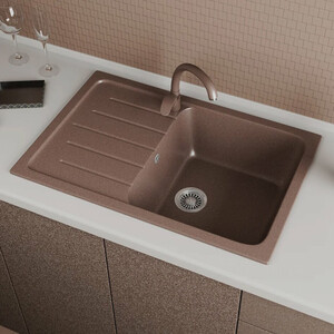 Кухонная мойка GreenStone GRS-76-308 черная, с сифоном