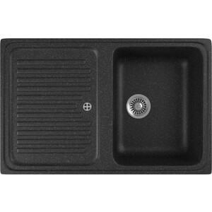 Кухонная мойка GreenStone GRS-78-308 черная, с сифоном