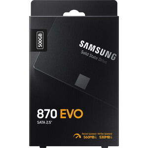 SSD накопитель Samsung 500GB 870 EVO, V-NAND, 2.5", SATA III, [R/W - 560/530 MB/s]