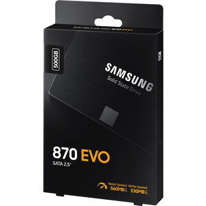 SSD накопитель Samsung 500GB 870 EVO, V-NAND, 2.5", SATA III, [R/W - 560/530 MB/s]