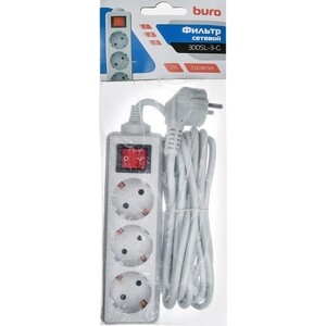 Сетевой фильтр Buro 300SL-3-G 3м (3 розетки) серый