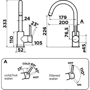 Смеситель для кухни Omoikiri Shinagawa 2 Plus C под фильтр, хром (4994338)
