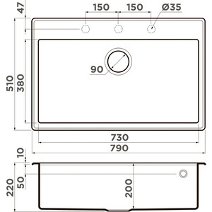 Кухонная мойка Omoikiri Tedori 79 GR leningrad grey (4993571)
