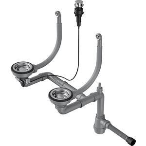 Сифон для кухонной мойки Omoikiri WK-2-R-A IN с клапаном автомат, нержавеющая сталь (4956506)