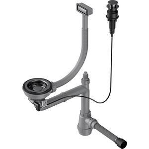 Сифон для кухонной мойки Omoikiri WK-1-A GM с клапаном автомат, вороненая сталь (4956470)