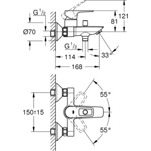 Смеситель для ванны Grohe BauLoop New хром (23602001)