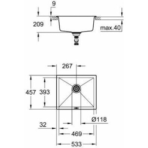 Кухонная мойка Grohe K700 черный гранит (31654AP0)