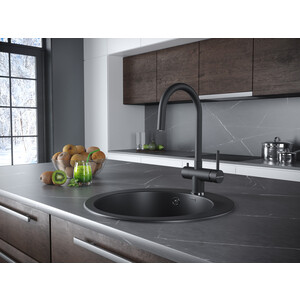 Смеситель для кухни Paulmark Heller с подключением фильтра, антрацит (He213218-401)