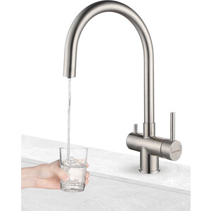 Смеситель для кухни Paulmark Heller с подключением фильтра, брашированная сталь (He213218-SS)