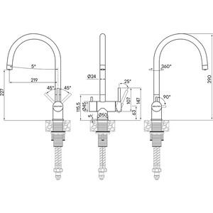 Смеситель для кухни Paulmark Heller с подключением фильтра, брашированное золото (He213218-BG)