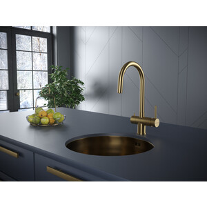Смеситель для кухни Paulmark Heller с подключением фильтра, брашированное золото (He213218-BG)