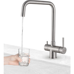 Смеситель для кухни Paulmark Wetter с подключением фильтра, нержавеющая сталь (We213030-SS)