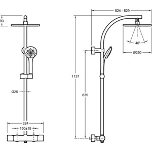Душевая система Jacob Delafon Amelie с термостатом, хром (E32851-CP)
