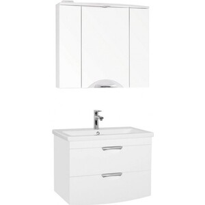 Зеркальный шкаф Style line Жасмин-2 Люкс 80 с подсветкой, белый (ЛС-000010036)