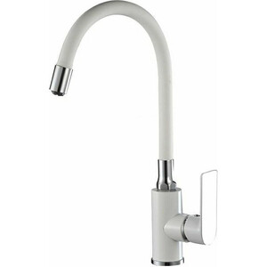 Смеситель для кухни Haiba HB505-8 гибкий излив, белый/хром (HB73505-8)