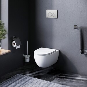 Комплект унитаза Am.Pm Awe безободковый, с инсталляцией Grohe, клавиша хром, сиденье микролифт (C111700SC, 38775001)