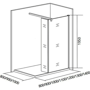 Душевая перегородка Good Door Walk-In SP2-80-C-B 80х195 прозрачная, черная (ВИ00021)