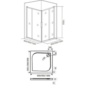 Душевой уголок Good Door Idea CR-90-C-B 90x90 прозрачный, черный (ИД00019)