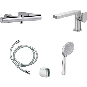 Комплект смесителей Jacob Delafon Composed для раковины, ванны, с душем, хром (E73110-CP, E73167-CP)