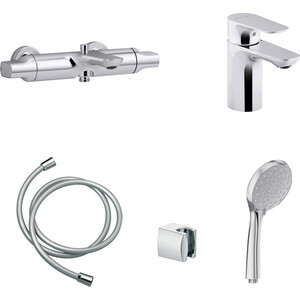Комплект смесителей Jacob Delafon Aleo для раковины, ванны, с душем, хром (E72286-CP, E72275-4-CP)