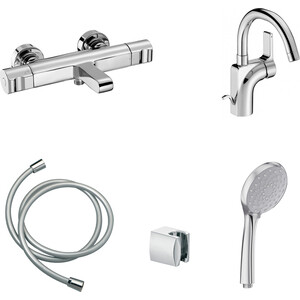 Комплект смесителей Jacob Delafon Singulier для раковины, ванны, с душем, хром (E10870-CP, E10862-CP)
