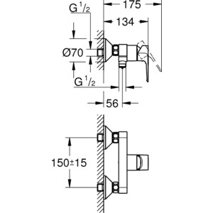 Смеситель для душа Grohe BauLoop хром (23633001)