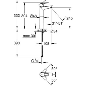 Смеситель для раковины Grohe BauLoop хром (23764001)