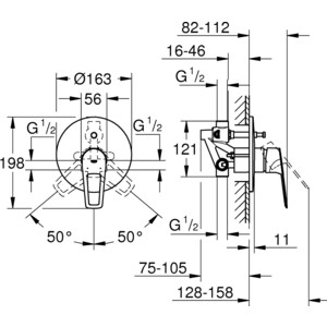 Смеситель для ванны Grohe BauLoop с механизмом, хром (29081001)