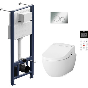 Комплект унитаза Am.Pm Awe Pro с инсталляцией, клавиша хром, крышка-биде микролифт (C111739SC, I012704.9051)