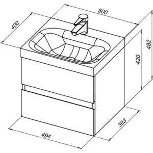 Тумба с раковиной Aquanet Беркли 50 белый глянец/дуб рошелье (254288, S-UM-MOD50/1)