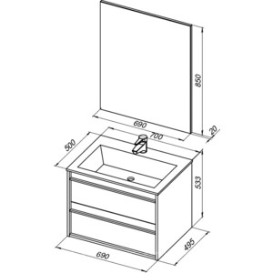 Тумба под раковину Aquanet Lino 70 дуб веллингтон (253911)