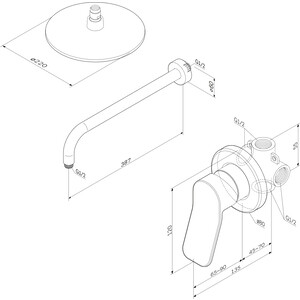 Смеситель для душа Am.Pm X-Joy с верхним душем 220 мм, черный матовый (FB85A2R002)