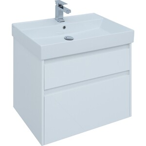 Тумба с раковиной Aquanet Nova Lite 75 два ящика, белый глянец (242272, 242338)