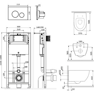 Комплект унитаза Am.Pm Awe Pro безободковый, с инсталляцией, клавиша хром, сиденье микролифт (C111700SC, I012704.9051)