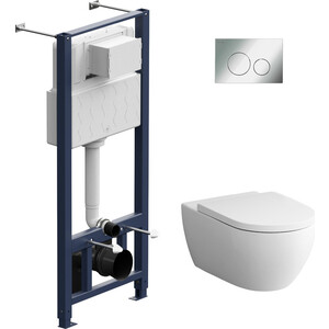 Комплект унитаза Am.Pm Awe Pro с инсталляцией, клавиша хром, сиденье микролифт (C111700WH, C117852WH, I012704.9051)