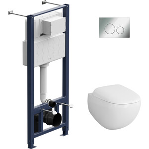 Комплект унитаза Am.Pm Sensation Pro с инсталляцией, клавиша хром, сиденье микролифт (C301700WH, C307851WH, I012704.9051)