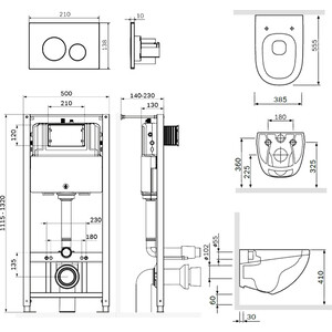Комплект унитаза Am.Pm Sensation Pro с инсталляцией, клавиша хром, сиденье микролифт (C301700WH, C307851WH, I012704.9051)